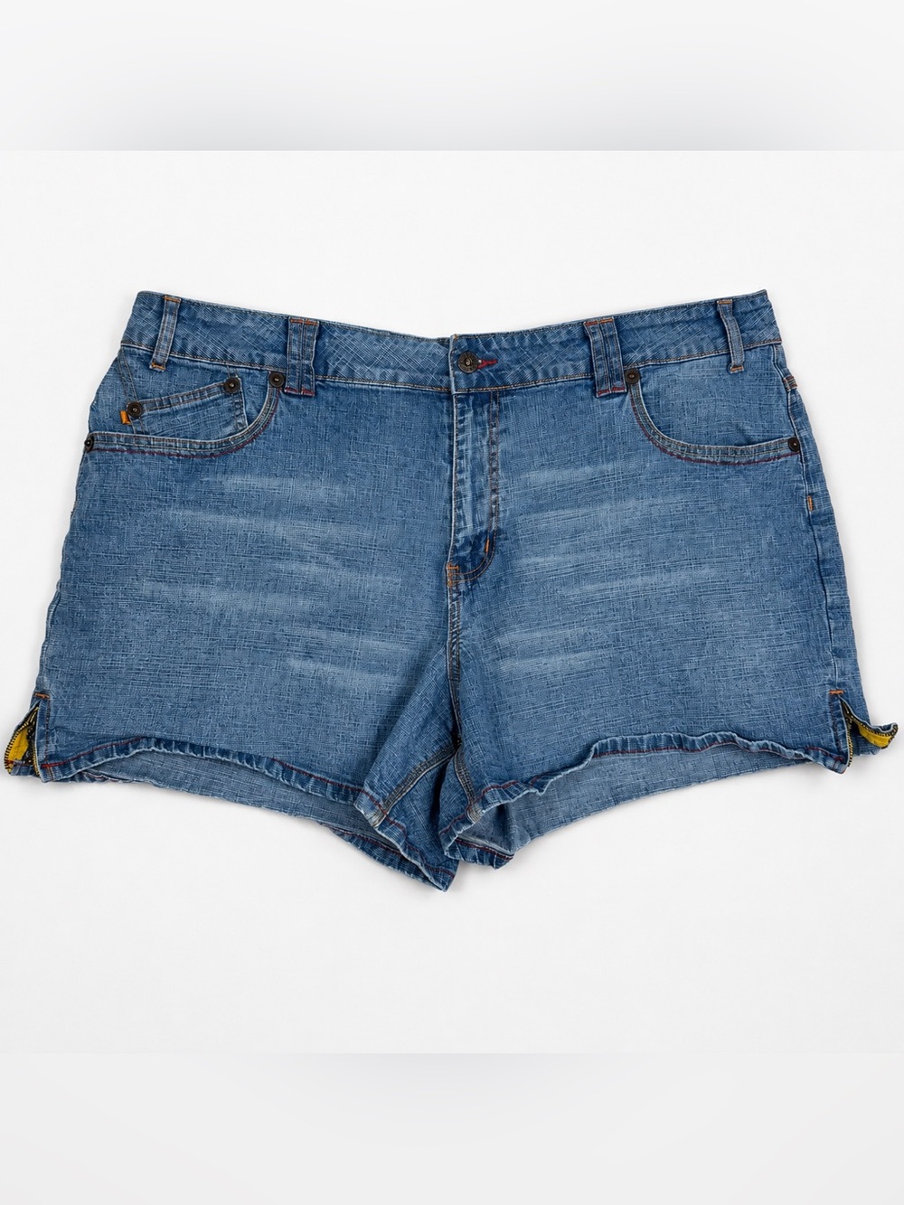 Zana Di Y2K Denim Mini Shorts Plus 24 Low Rise Embroidered Pockets